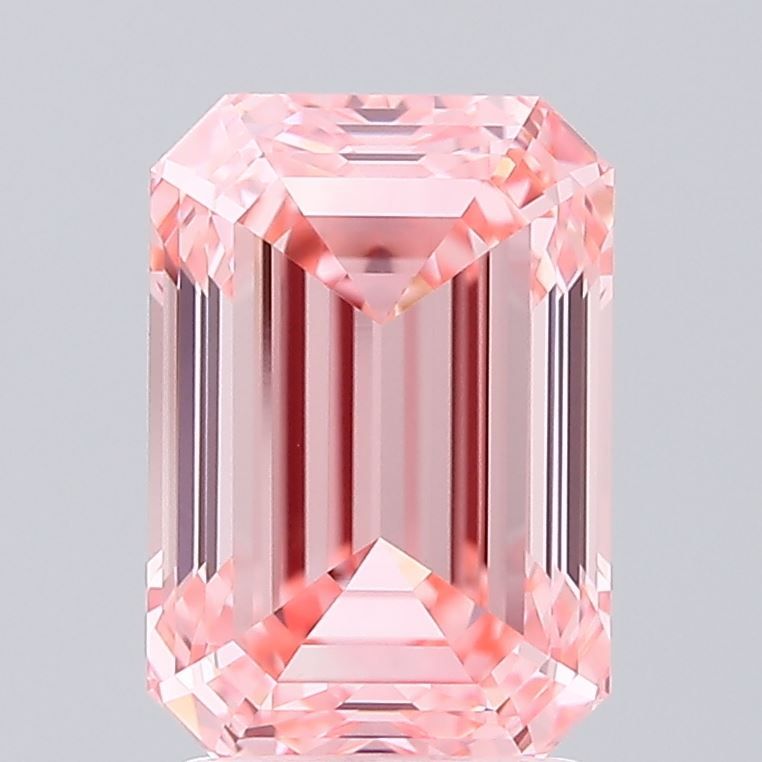 Lab-Grown Emerald Diamond - 3.01 Carats, Fancy Vivid Pink Color, VVS2 Clarity - Certified by IGI - Report Number: LG685525430