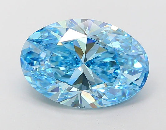 Lab-Grown Oval Diamond - 5.01 Carats, Fancy Vivid Blue Color, VS1 Clarity - Certified by IGI - Report Number: LG681557151