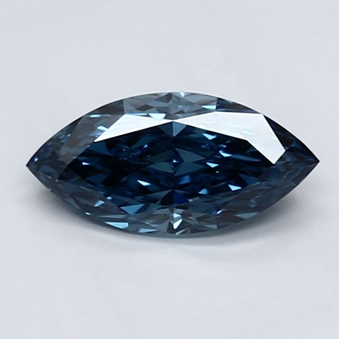 Lab-Grown Marquise Diamond - 0.96 Carats, Fancy Vivid Blue Color, VVS2 Clarity - Certified by IGI - Report Number: LG586338925