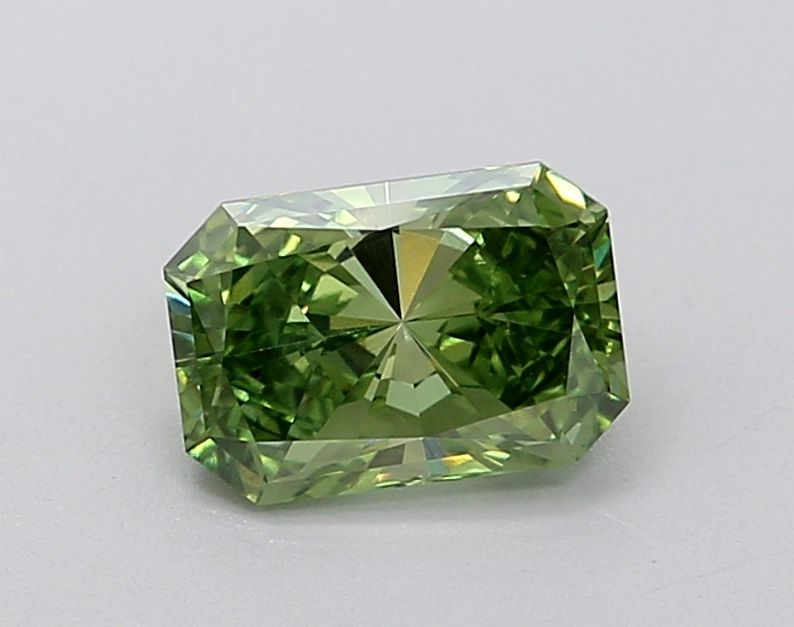 Lab-Grown Round Diamond - 0.57 Carats, Fancy Vivid Green Color, SI2 Clarity - Certified by IGI - Report Number: LG649498149