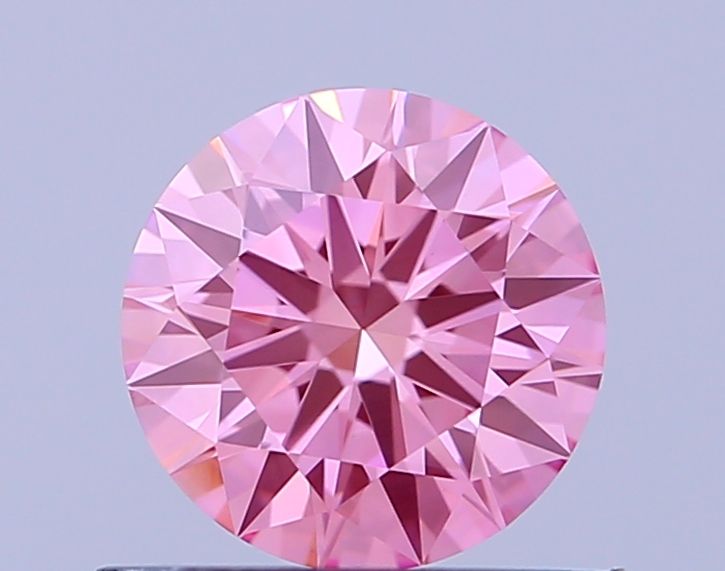 Lab-Grown Round Diamond - 0.67 Carats, Fancy Vivid Pink Color, VVS2 Clarity - Certified by IGI - Report Number: LG666443571