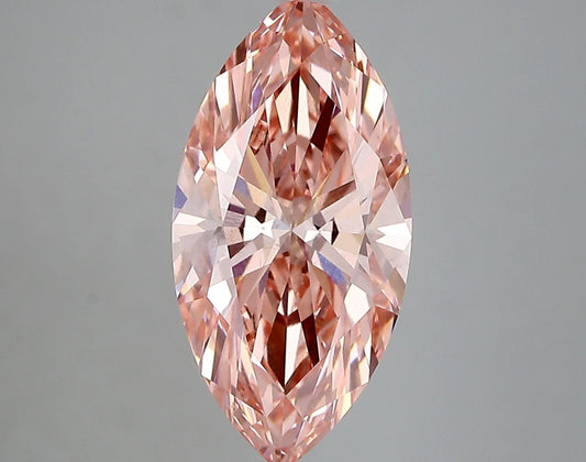 Lab-Grown Marquise Diamond - 3.02 Carats, Fancy Vivid Pink Color, VS2 Clarity - Certified by IGI - Report Number: LG669450218
