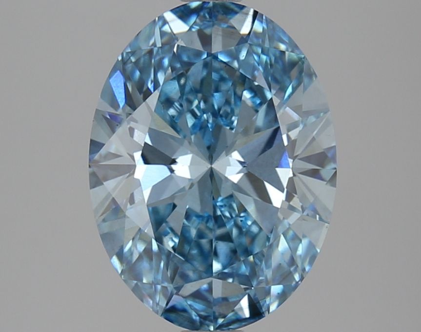 Lab-Grown Oval Diamond - 2.98 Carats, Fancy Vivid Blue Color, VS2 Clarity - Certified by IGI - Report Number: LG637460352