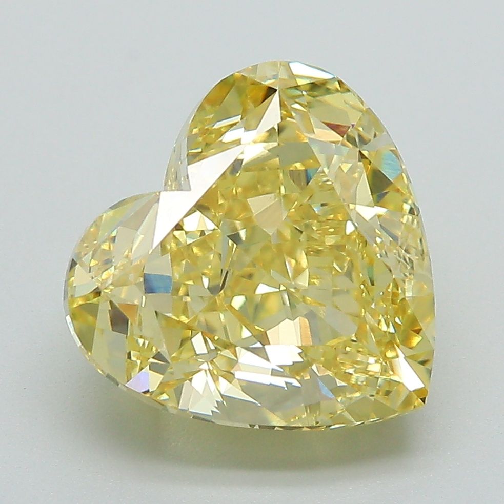 Lab-Grown Heart Diamond - 5.04 Carats, Fancy Vivid Yellow Color, VVS2 Clarity - Certified by IGI - Report Number: LG683583156