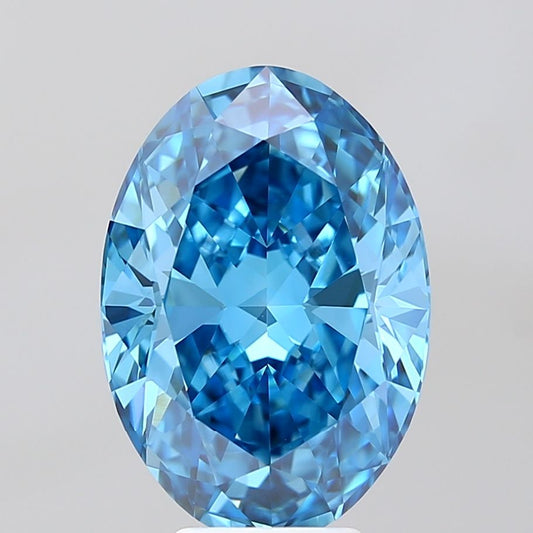 Lab-Grown Oval Diamond - 6.05 Carats, Fancy Vivid Blue Color, VVS2 Clarity - Certified by IGI - Report Number: LG678545265
