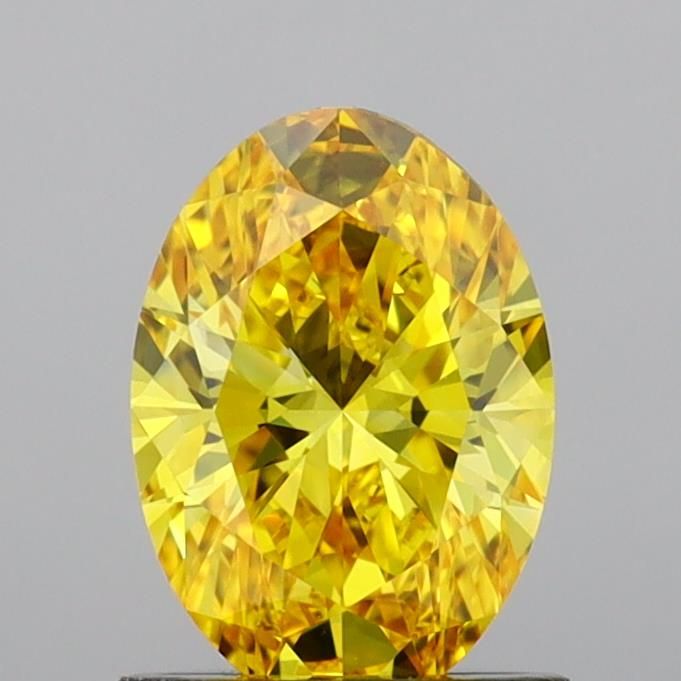 Lab-Grown Oval Diamond - 1.04 Carats, Fancy Vivid Yellow Color, VVS2 Clarity - Certified by IGI - Report Number: LG691539984