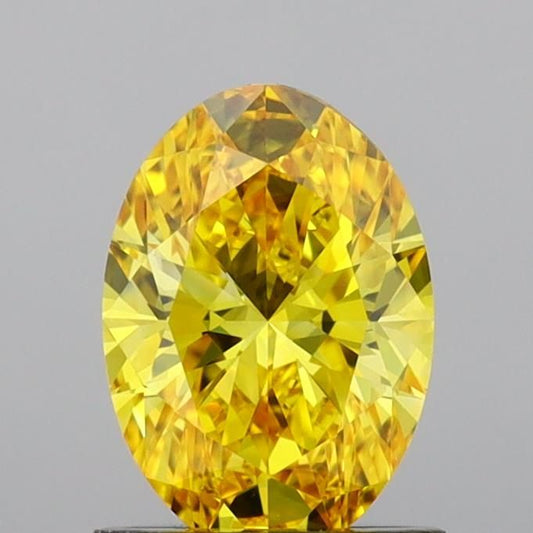 Lab-Grown Oval Diamond - 1.04 Carats, Fancy Vivid Yellow Color, VVS2 Clarity - Certified by IGI - Report Number: LG691539984