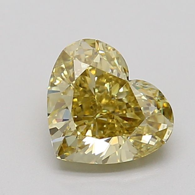 Lab-Grown Heart Diamond - 1.55 Carats, Fancy Intense Gray Yellow Color, VS1 Clarity - Certified by IGI - Report Number: LG680553658