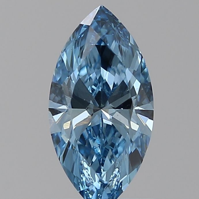 Lab-Grown Marquise Diamond - 0.71 Carats, Fancy Vivid Blue Color, VS2 Clarity - Certified by IGI - Report Number: LG586338733