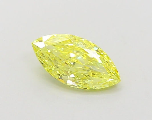Lab-Grown Marquise Diamond - 0.99 Carats, Fancy Vivid Yellow Color, VVS2 Clarity - Certified by IGI - Report Number: LG660440359