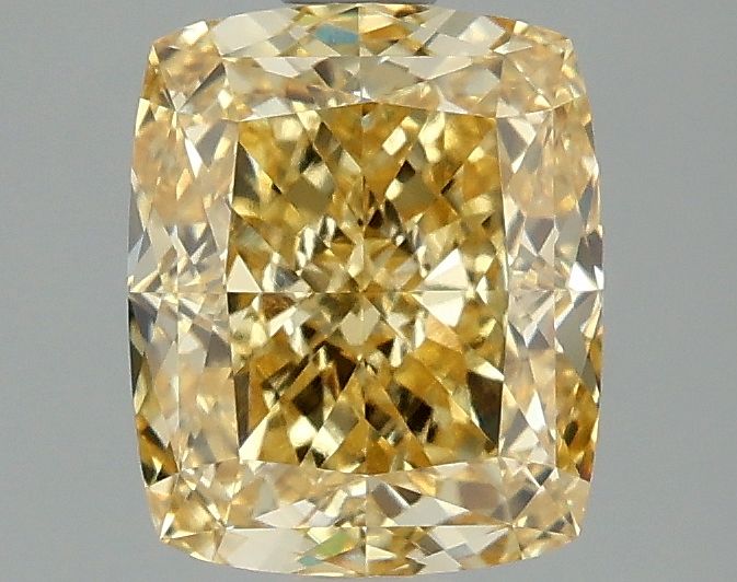 Lab-Grown Cushion Diamond - 2.07 Carats, Fancy Intense Yellow Color, VVS2 Clarity - Certified by IGI - Report Number: LG663405841