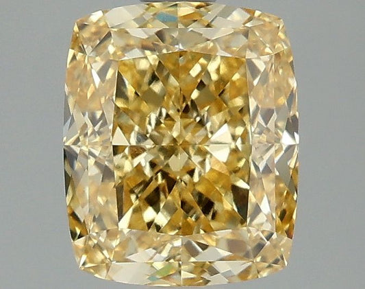 Lab-Grown Cushion Diamond - 2.07 Carats, Fancy Intense Yellow Color, VVS2 Clarity - Certified by IGI - Report Number: LG663405841
