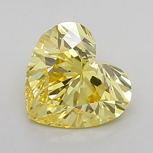 Lab-Grown Heart Diamond - 1.24 Carats, Fancy Vivid Yellow Color, VS2 Clarity - Certified by IGI - Report Number: LG625419727