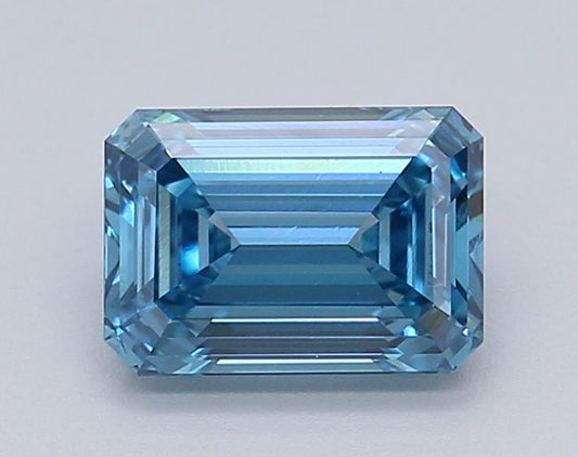 Lab-Grown Emerald Diamond - 1.05 Carats, Fancy Vivid Blue Color, VS1 Clarity - Certified by IGI - Report Number: LG611390210