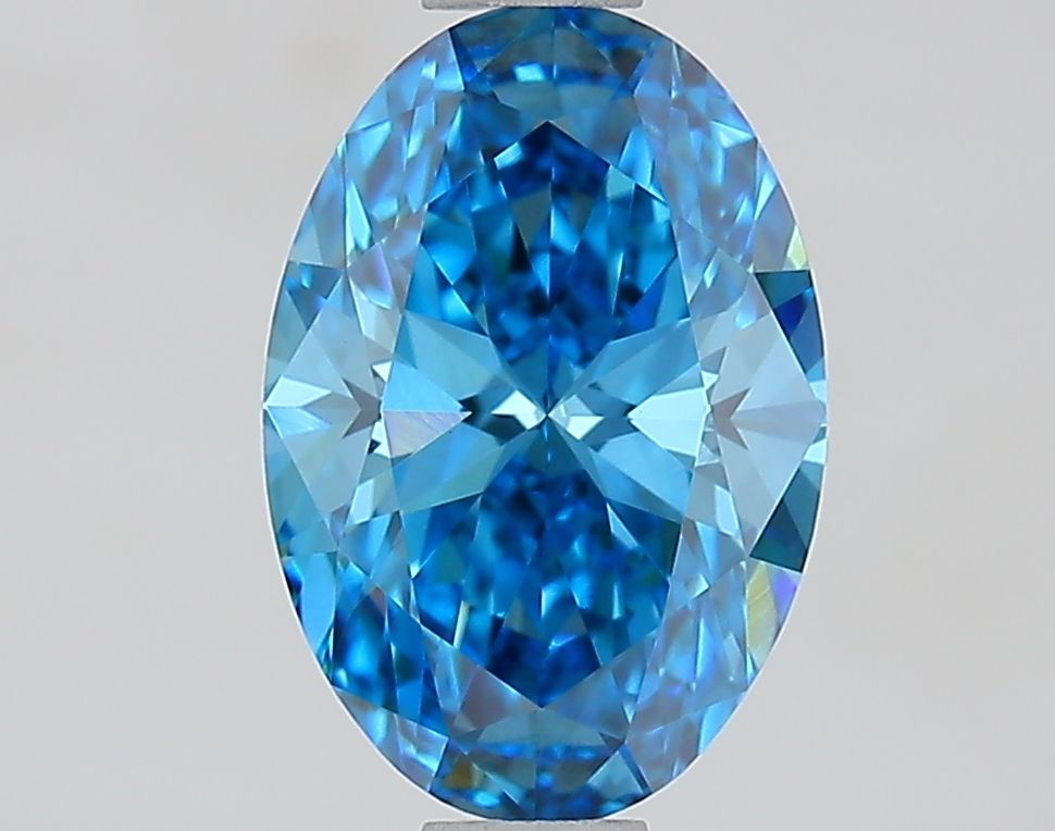 Lab-Grown Oval Diamond - 1.0 Carats, Fancy Vivid Blue Color, VVS2 Clarity - Certified by IGI - Report Number: LG644428050