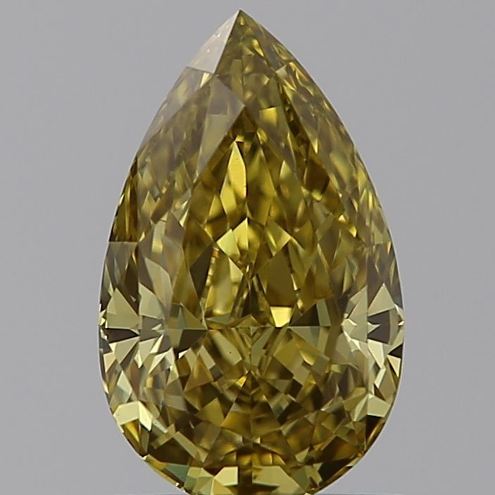 Lab-Grown Pear Diamond - 0.94 Carats, Fancy Intense Yellow Color, VVS2 Clarity - Certified by IGI - Report Number: LG598326431