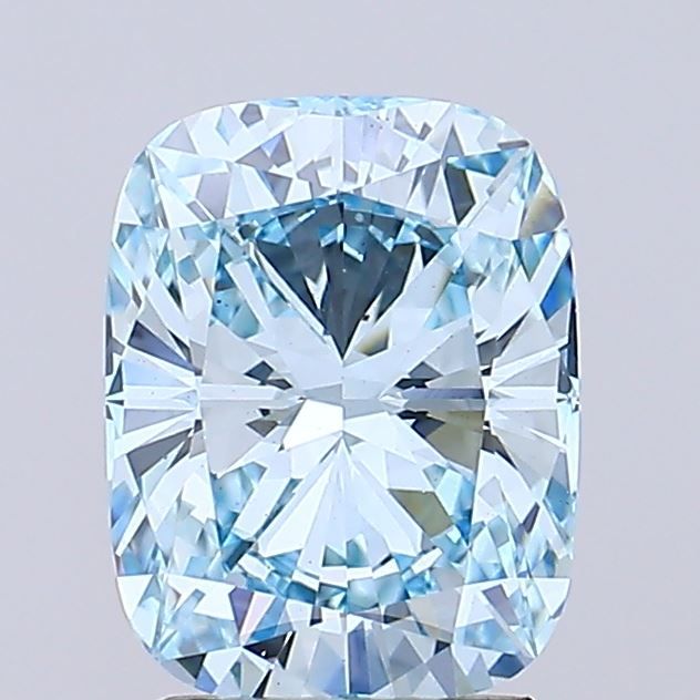 Lab-Grown Cushion Diamond - 2.05 Carats, Fancy Blue Color, VS1 Clarity - Certified by IGI - Report Number: LG665429966