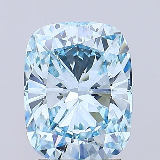 Lab-Grown Cushion Diamond - 2.05 Carats, Fancy Blue Color, VS1 Clarity - Certified by IGI - Report Number: LG665429966