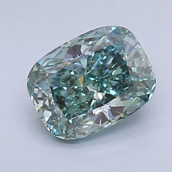 Lab-Grown Cushion Diamond - 1.06 Carats, Fancy Vivid Green Color, VS2 Clarity - Certified by IGI - Report Number: LG635490130