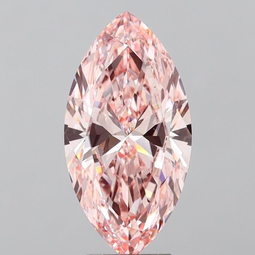 Lab-Grown Marquise Diamond - 5.02 Carats, Fancy Intense Pink Color, VS1 Clarity - Certified by IGI - Report Number: LG640443819
