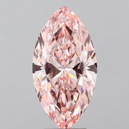 Lab-Grown Marquise Diamond - 5.02 Carats, Fancy Intense Pink Color, VS1 Clarity - Certified by IGI - Report Number: LG640443819