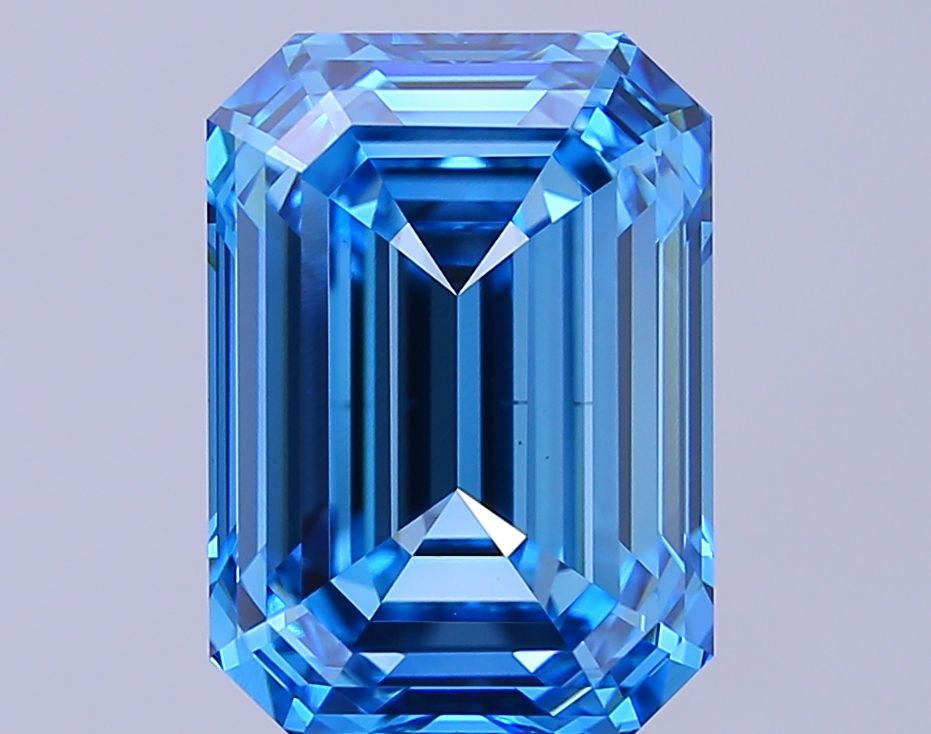 Lab-Grown Emerald Diamond - 7.02 Carats, Fancy Vivid Blue Color, VVS2 Clarity - Certified by IGI - Report Number: LG685508829