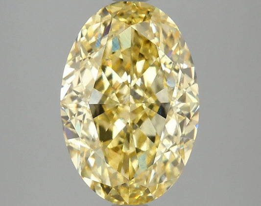 Lab-Grown Oval Diamond - 4.03 Carats, Fancy Vivid Yellow Color, VS2 Clarity - Certified by IGI - Report Number: LG674521367