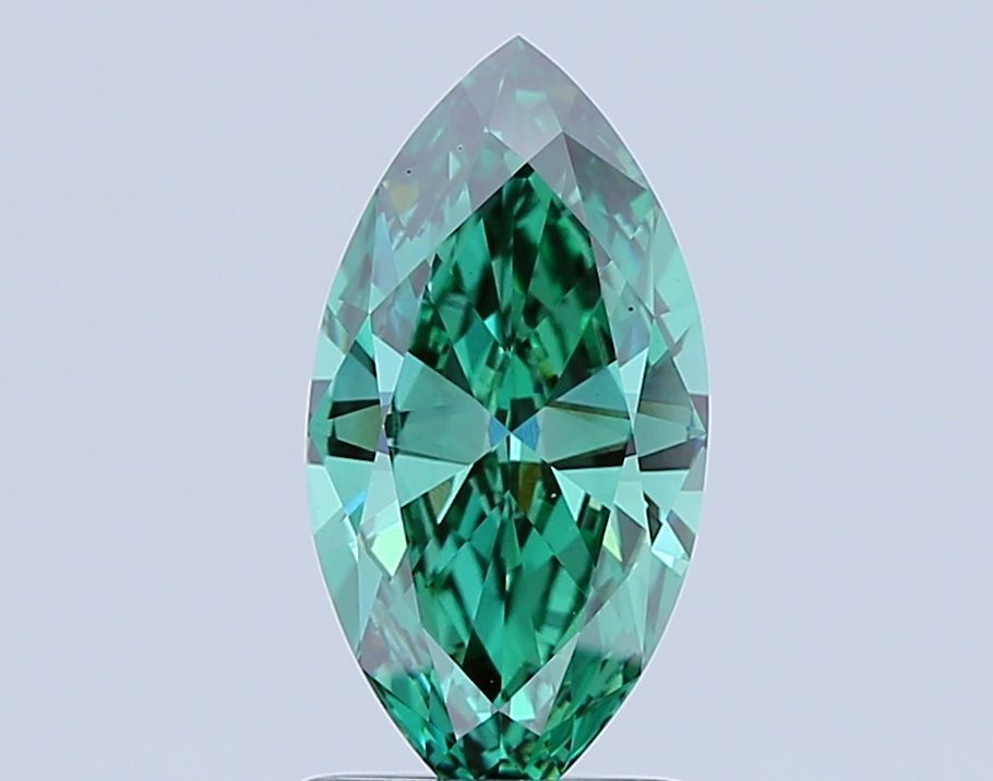 Lab-Grown Marquise Diamond - 1.89 Carats, Fancy Vivid Green Color, VVS2 Clarity - Certified by IGI - Report Number: LG689505642