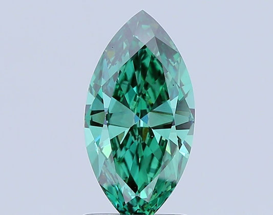 Lab-Grown Marquise Diamond - 1.89 Carats, Fancy Vivid Green Color, VVS2 Clarity - Certified by IGI - Report Number: LG689505642