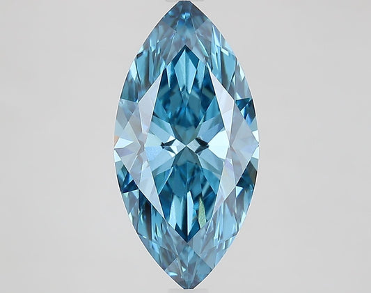 Lab-Grown Marquise Diamond - 3.03 Carats, Fancy Vivid Blue Color, VS1 Clarity - Certified by IGI - Report Number: LG687572472