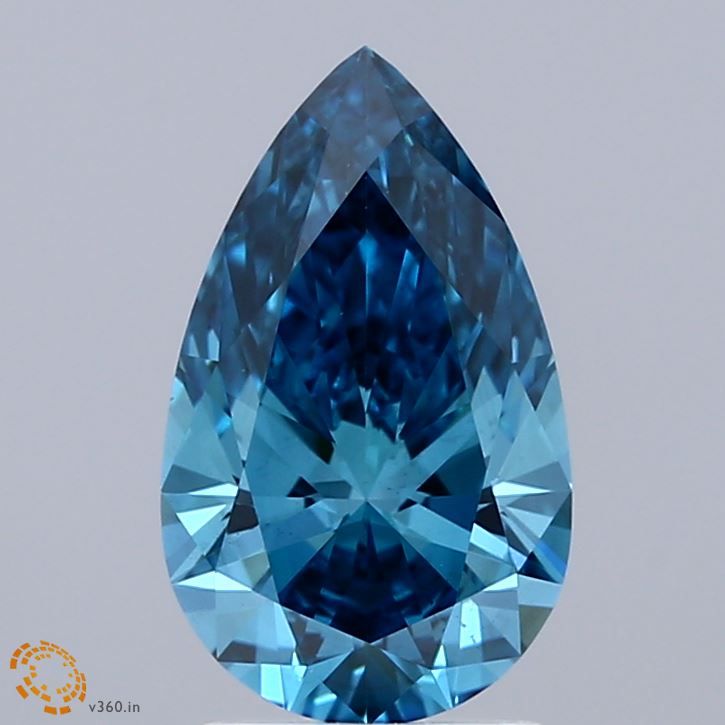Lab-Grown Pear Diamond - 1.55 Carats, Fancy Vivid Blue Color, VS2 Clarity - Certified by IGI - Report Number: LG671484888