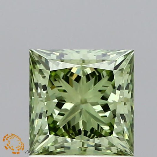 Lab-Grown Princess Diamond - 1.34 Carats, Fancy Vivid Green Color, VS2 Clarity - Certified by IGI - Report Number: LG617437943