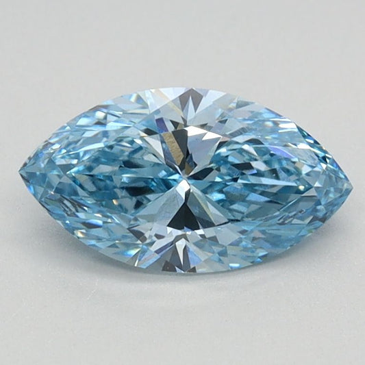 Lab-Grown Marquise Diamond - 0.8 Carats, Fancy Vivid Blue Color, VS1 Clarity - Certified by IGI - Report Number: LG626424680
