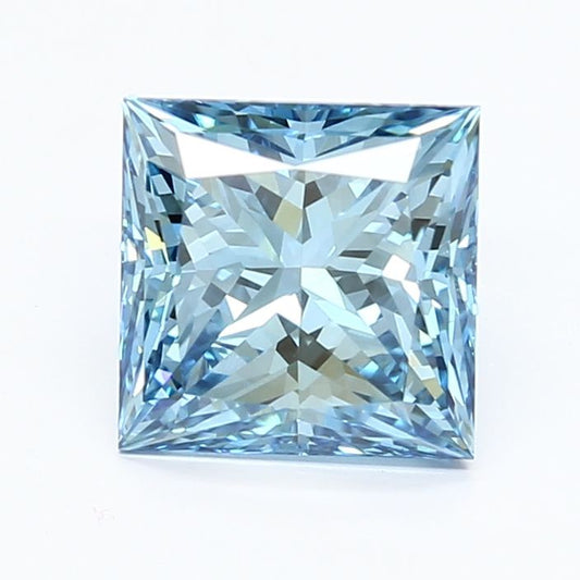 Lab-Grown Princess Diamond - 2.55 Carats, Fancy Vivid Blue Color, VVS2 Clarity - Certified by IGI - Report Number: LG648491407