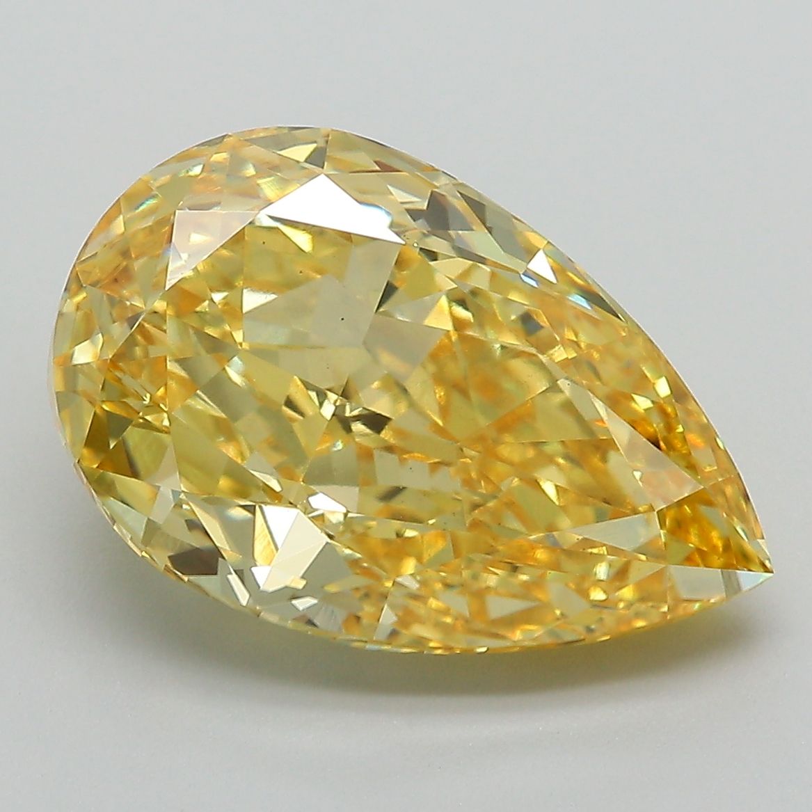 Lab-Grown Pear Diamond - 7.06 Carats, Fancy Vivid Yellow Color, VS1 Clarity - Certified by IGI - Report Number: LG659437548
