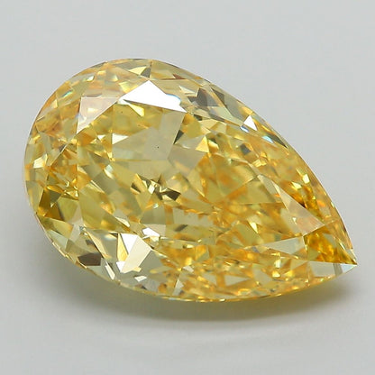 Lab-Grown Pear Diamond - 7.06 Carats, Fancy Vivid Yellow Color, VS1 Clarity - Certified by IGI - Report Number: LG659437548
