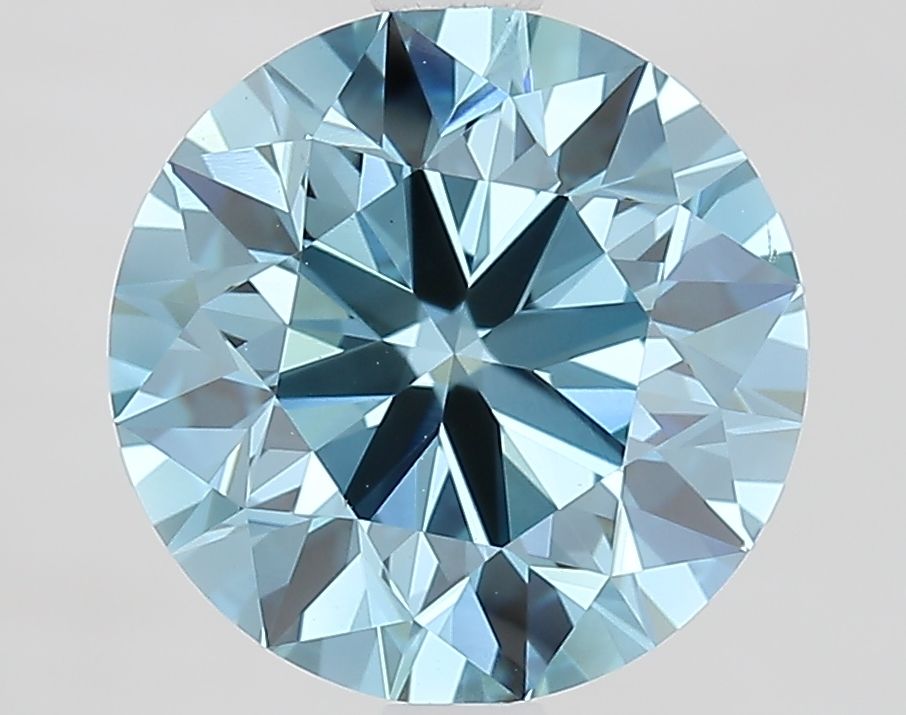 Lab-Grown Round Diamond - 2.51 Carats, Fancy Vivid Blue Color, VVS2 Clarity - Certified by IGI - Report Number: LG675597702