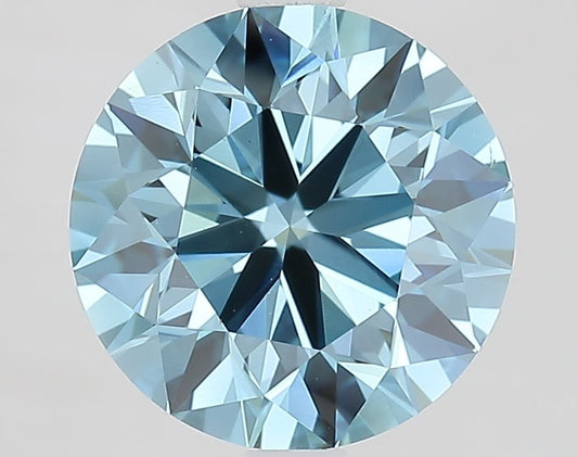 Lab-Grown Round Diamond - 2.51 Carats, Fancy Vivid Blue Color, VVS2 Clarity - Certified by IGI - Report Number: LG675597702
