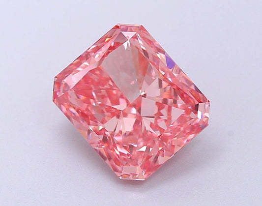 Lab-Grown Radiant Diamond - 2.51 Carats, Fancy Vivid Pink Color, VVS2 Clarity - Certified by IGI - Report Number: LG640449750