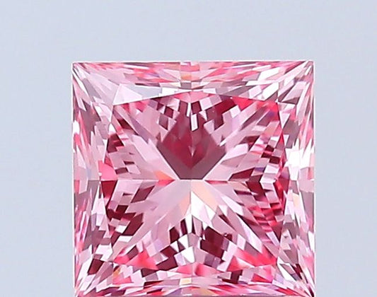 Lab-Grown Princess Diamond - 1.19 Carats, Fancy Vivid Pink Color, VVS2 Clarity - Certified by IGI - Report Number: LG665420424