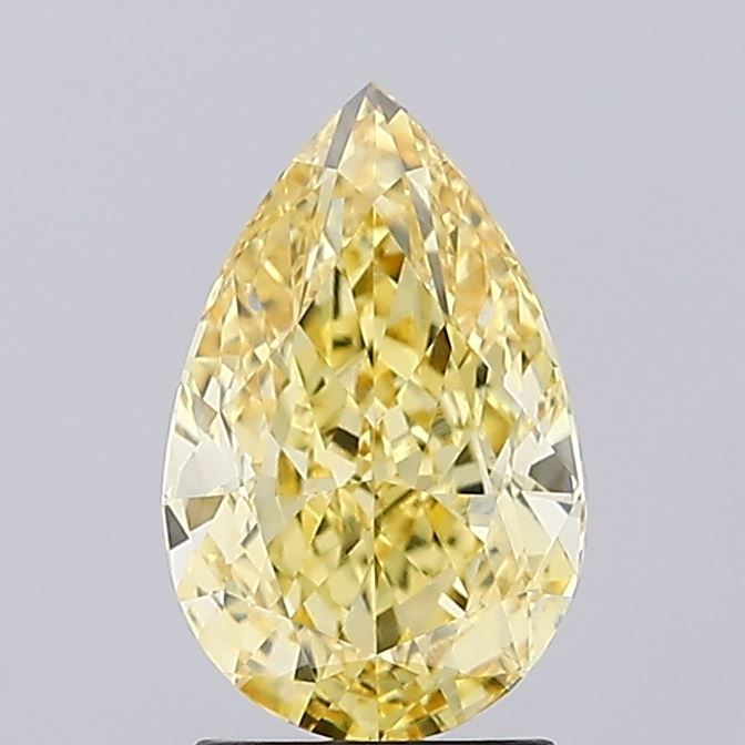 Lab-Grown Pear Diamond - 2.55 Carats, Fancy Vivid Yellow Color, VVS2 Clarity - Certified by IGI - Report Number: LG660471021