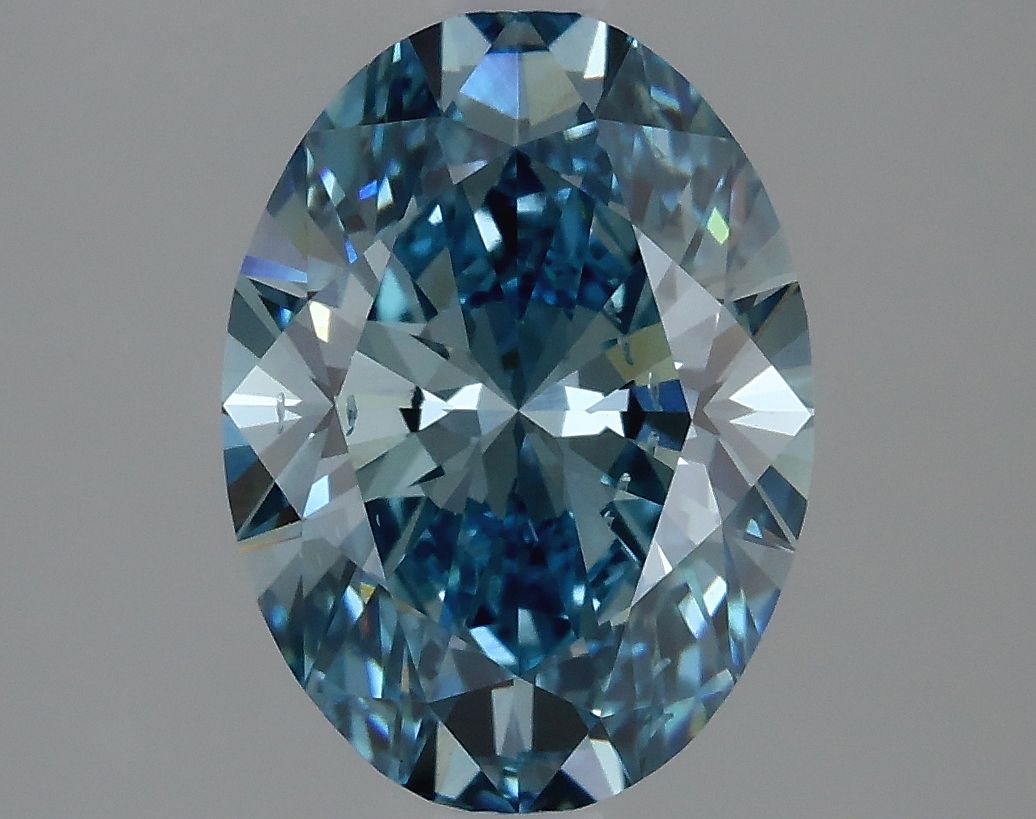 Lab-Grown Oval Diamond - 2.04 Carats, Fancy Vivid Blue Color, VS2 Clarity - Certified by IGI - Report Number: LG629474936