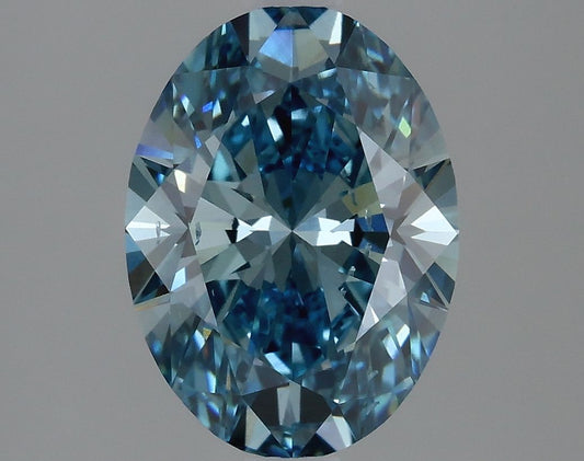 Lab-Grown Oval Diamond - 2.04 Carats, Fancy Vivid Blue Color, VS2 Clarity - Certified by IGI - Report Number: LG629474936