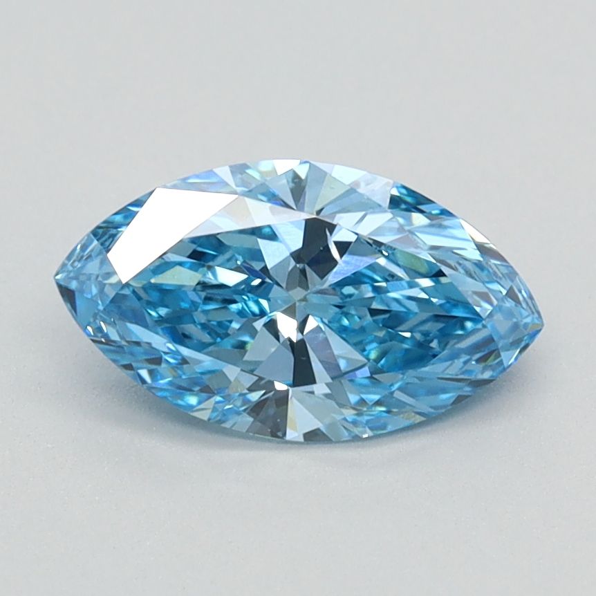 Lab-Grown Marquise Diamond - 0.81 Carats, Fancy Vivid Blue Color, VS2 Clarity - Certified by IGI - Report Number: LG626424595