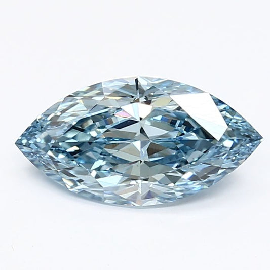 Lab-Grown Marquise Diamond - 1.04 Carats, Fancy Vivid Blue Color, VS1 Clarity - Certified by IGI - Report Number: LG626498221