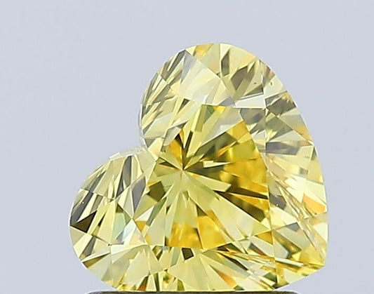 Lab-Grown Heart Diamond - 1.1 Carats, Fancy Vivid Yellow Color, VVS2 Clarity - Certified by IGI - Report Number: LG627448437