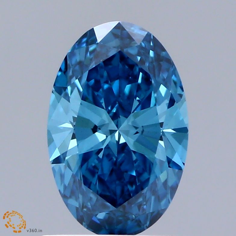 Lab-Grown Oval Diamond - 1.05 Carats, Fancy Vivid Blue Color, VS1 Clarity - Certified by IGI - Report Number: LG673407096