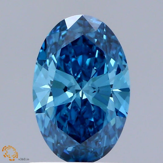 Lab-Grown Oval Diamond - 1.05 Carats, Fancy Vivid Blue Color, VS1 Clarity - Certified by IGI - Report Number: LG673407096