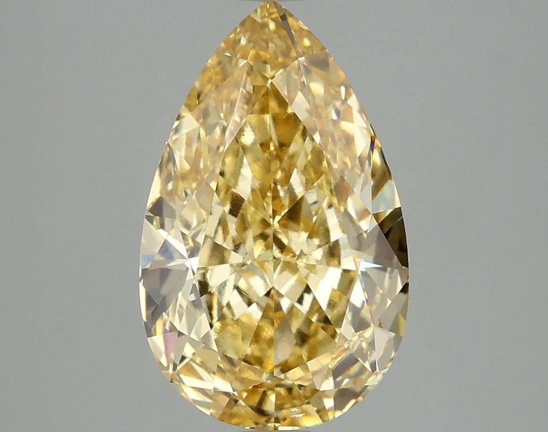 Lab-Grown Pear Diamond - 4.1 Carats, Fancy Vivid Yellow Color, VS2 Clarity - Certified by IGI - Report Number: LG660418747