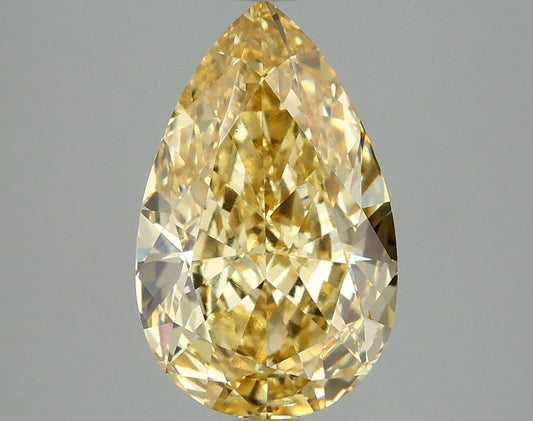 Lab-Grown Pear Diamond - 4.1 Carats, Fancy Vivid Yellow Color, VS2 Clarity - Certified by IGI - Report Number: LG660418747